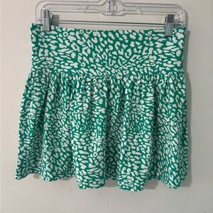 Moda international Green White leopard print mini Skirt size medium